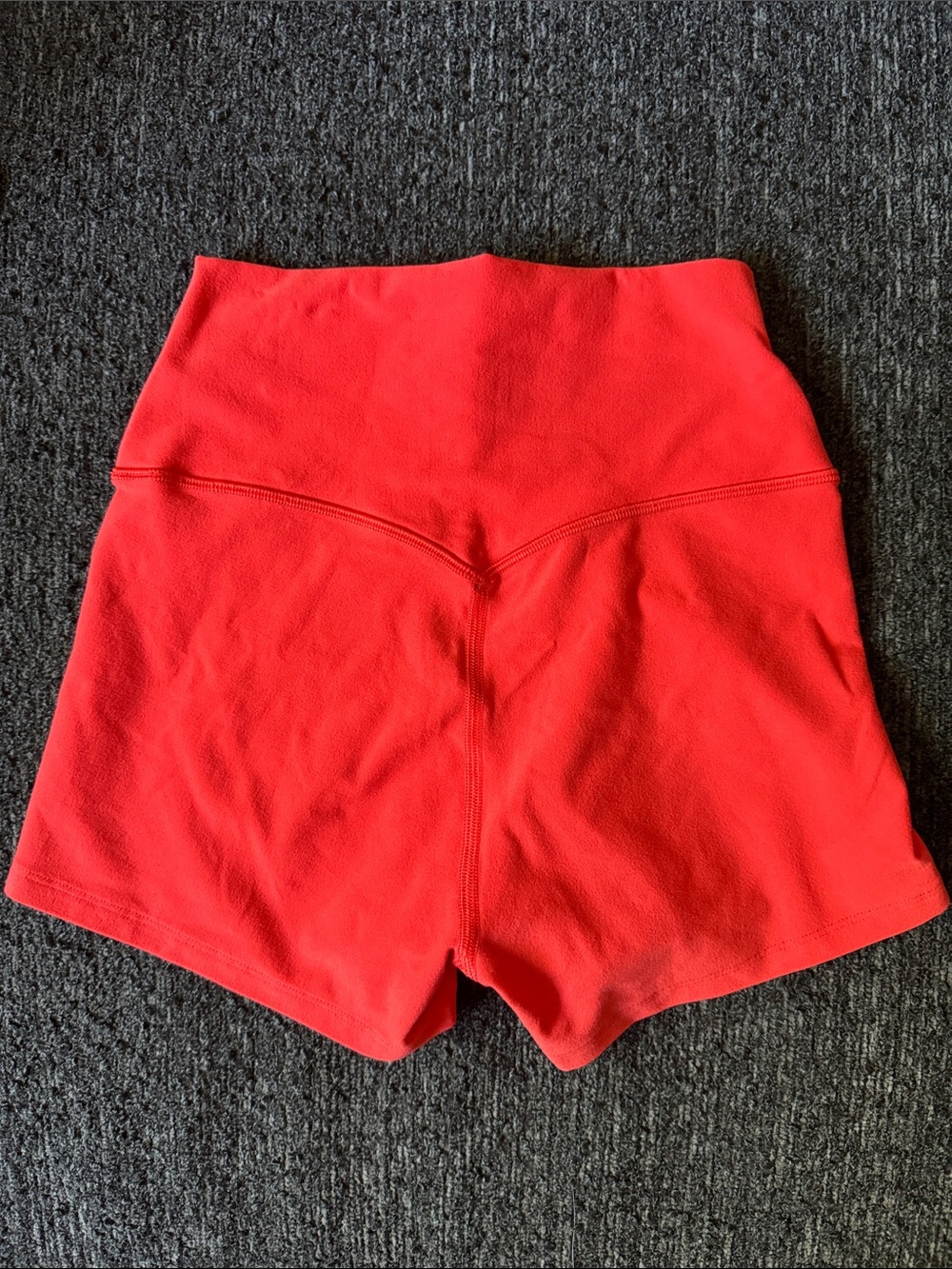 ALO Yoga Red High-Waist Bike Shorts - Picture 2 of 3